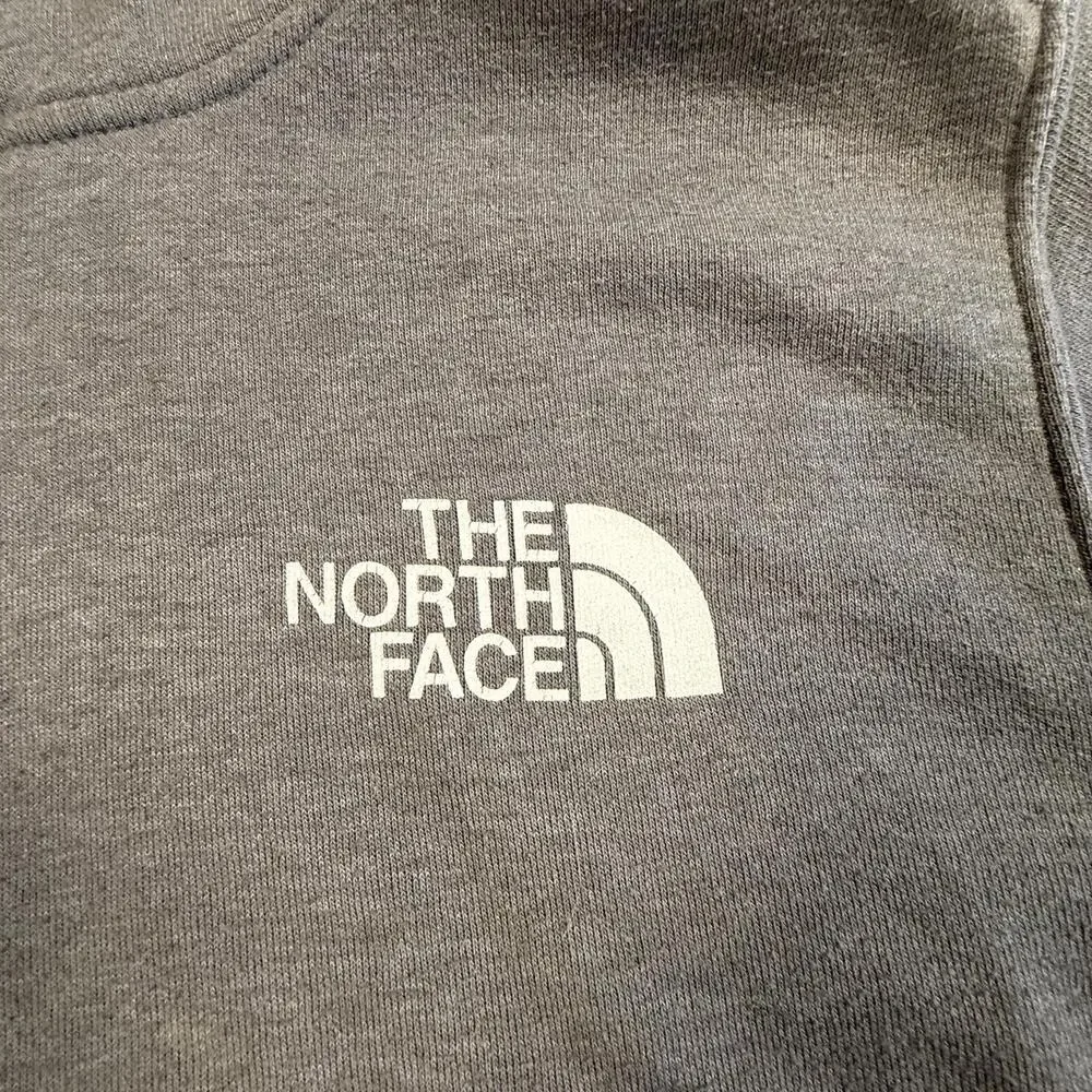The North Face Mens Gray Red Box Logo Pullover Hoodie Large #1741